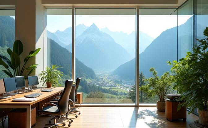 Büro des Scenic Austria Travels Teams mit Alpenblick